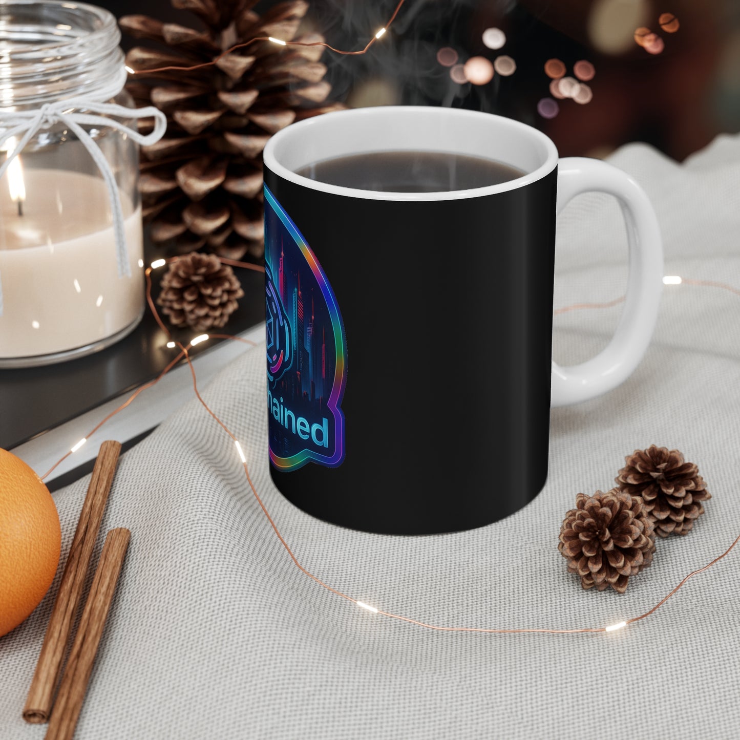 Cyberpunk Coffee Mug - Interchained, Unique Gift for Tech Lovers, Futuristic Design, Art Decor, Perfect for Home or Office
