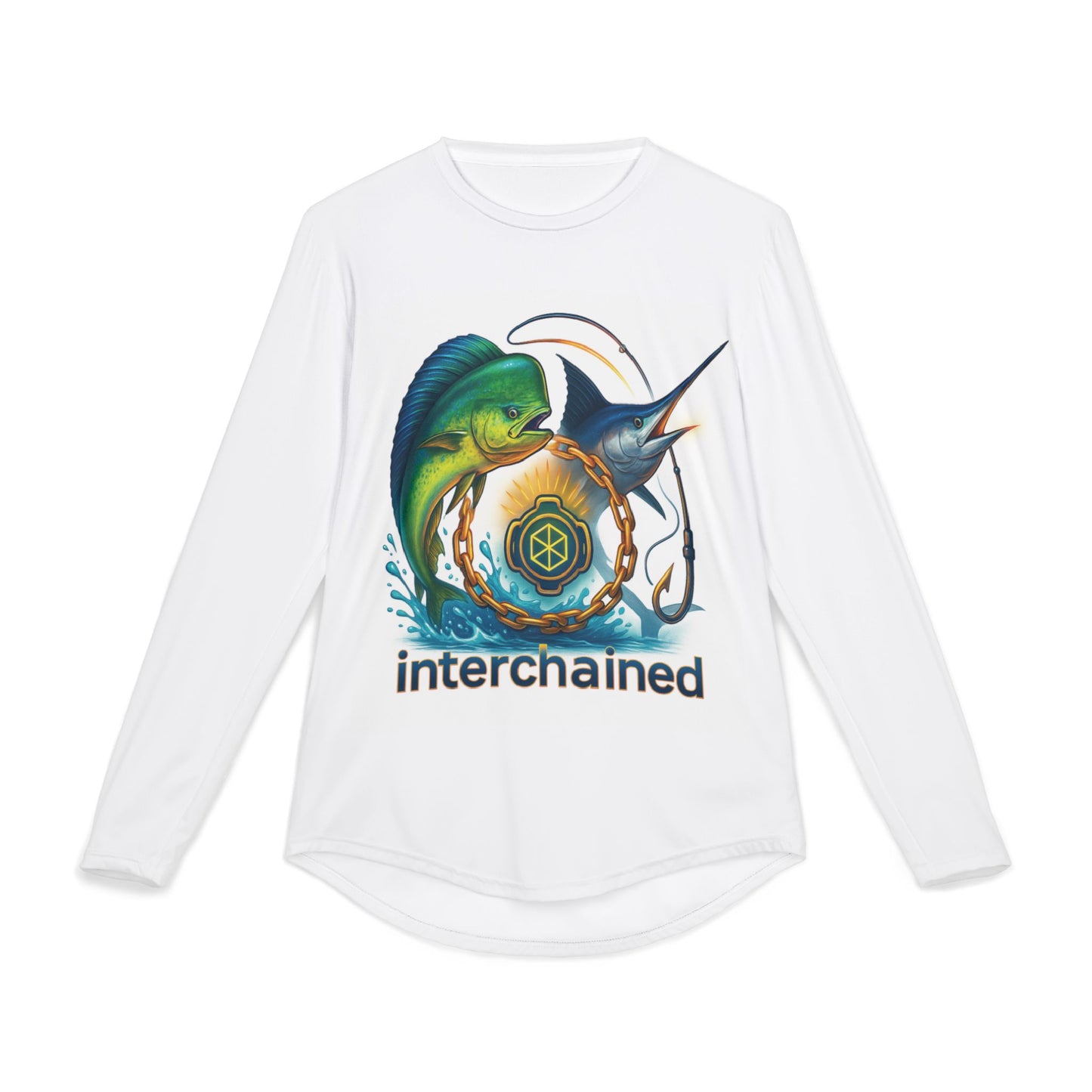 Men's Fishing UV Protection Shirt - Interchained Blockchain Design