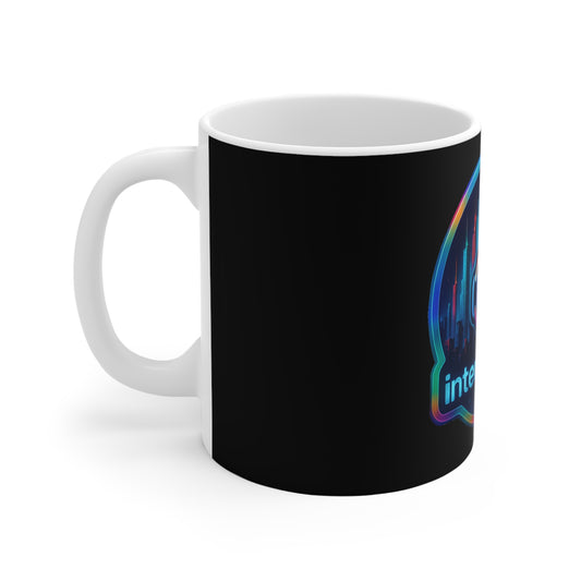Cyberpunk Coffee Mug - Interchained, Unique Gift for Tech Lovers, Futuristic Design, Art Decor, Perfect for Home or Office