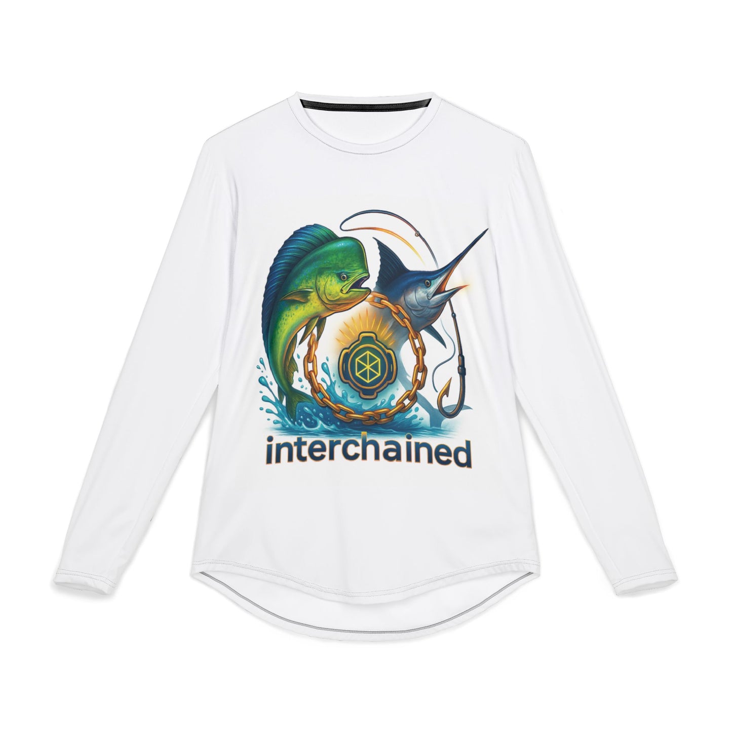 Men's Fishing UV Protection Shirt - Interchained Blockchain Design